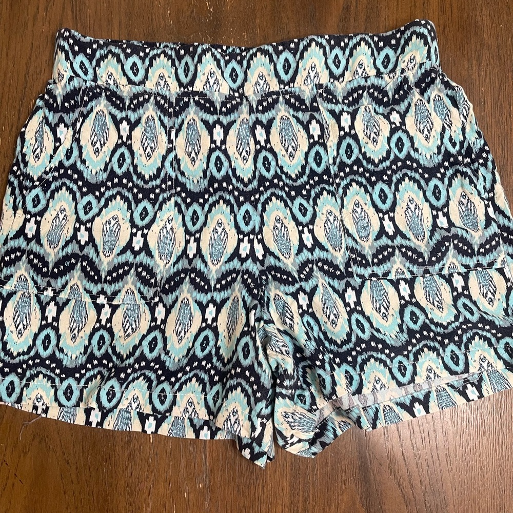 Patterned Blue and White Women's Shorts